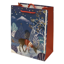Creative Dísztasak CREATIVE Luxury XL 31x42x12 cm karácsonyi havas mintás matt zsinórfüles ajándéktasak