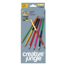 Creative Jungle Színes ceruza CREATIVE JUNGLE grey kétvégű háromszögletű 24 szín/készlet színes ceruza