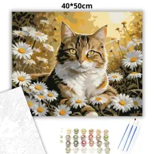 Creative Land Kft Aranyló cirmos pihenője - számfestő készlet – 40×50 cm (Keretre feszítve) kreatív és készségfejlesztő
