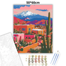 Creative Land Kft Aranyló vályogházak - számfestő készlet – 50×60 cm (Keret nélkül) kreatív és készségfejlesztő