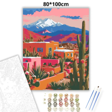 Creative Land Kft Aranyló vályogházak - számfestő készlet – 80×100 cm (Keret nélkül) kreatív és készségfejlesztő