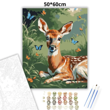 Creative Land Kft Békés őzgida pillangókkal - számfestő készlet – 50×60 cm (Keret nélkül) kreatív és készségfejlesztő