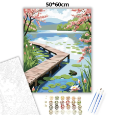 Creative Land Kft Csendes tóparti stég - számfestő készlet – 50×60 cm (Keret nélkül) kreatív és készségfejlesztő