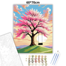 Creative Land Kft Cseresznyefa hintája - számfestő készlet – 60×70 cm (Keretre feszítve) kreatív és készségfejlesztő