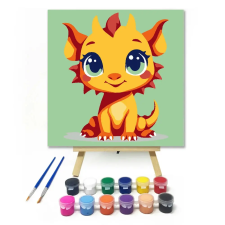Creative Land Kft Csillogó sárkánymosoly - gyerek számfestő készlet – 40×40 cm (Keretre feszítve) kreatív és készségfejlesztő