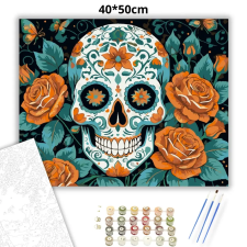 Creative Land Kft Díszes koponya rózsákkal - számfestő készlet kreatív és készségfejlesztő