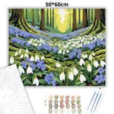 Creative Land Kft Erdei hóvirágmező - számfestő készlet – 50×60 cm (Keretre feszítve) kreatív és készségfejlesztő