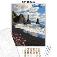 Creative Land Kft Fekete homokos tengerpart - számfestő készlet – 80×100 cm (Keret nélkül) kreatív és készségfejlesztő