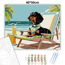 Creative Land Kft Limonádés tengerparti pihenő - számfestő készlet – 40×50 cm (Keretre feszítve) kreatív és készségfejlesztő