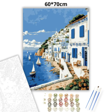 Creative Land Kft Mediterrán vitorlások - számfestő készlet – 60×70 cm (Keretre feszítve) kreatív és készségfejlesztő