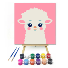Creative Land Kft Mosolygós bárányka - gyerek számfestő készlet – 50×50 cm (Keretre feszítve) kreatív és készségfejlesztő