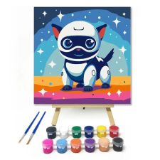 Creative Land Kft Mosolygós robotkutyus - gyerek számfestő készlet – 50×50 cm (Keretre feszítve) kreatív és készségfejlesztő