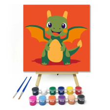 Creative Land Kft Mosolygós sárkány - gyerek számfestő készlet – 30×30 cm (Keret nélkül) kreatív és készségfejlesztő