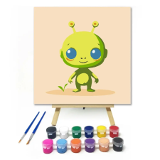 Creative Land Kft Mosolygós űrlény - gyerek számfestő készlet – 40×40 cm (Keretre feszítve) kreatív és készségfejlesztő