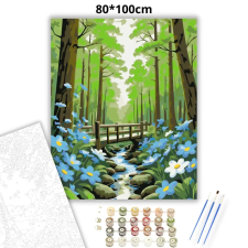 Creative Land Kft Napfényes erdei fahíd - számfestő készlet – 80×100 cm (Keretre feszítve) kreatív és készségfejlesztő