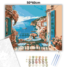 Creative Land Kft Nyaralós erkélyasztal - számfestő készlet – 50×60 cm (Keret nélkül) kreatív és készségfejlesztő