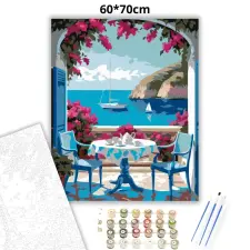 Creative Land Kft Nyári teázás - számfestő készlet – 60×70 cm (Keretre feszítve) kreatív és készségfejlesztő