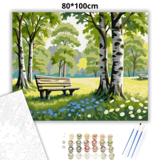 Creative Land Kft Nyírfa alatti pihenő - számfestő készlet – 80×100 cm (Keretre feszítve) kreatív és készségfejlesztő