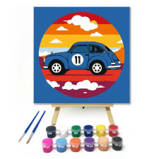 Creative Land Kft Régies versenyautó - gyerek számfestő készlet – 20×20 cm (Keretre feszítve) kreatív és készségfejlesztő