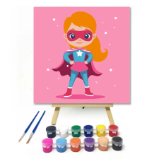 Creative Land Kft Szuperlány - gyerek számfestő készlet – 40×40 cm (Keretre feszítve) kreatív és készségfejlesztő