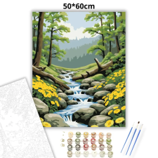 Creative Land Kft Tavaszi lépcsős patak - számfestő készlet – 50×60 cm (Keretre feszítve) kreatív és készségfejlesztő