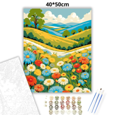 Creative Land Kft Üde virágmező - számfestő készlet – 40×50 cm (Keretre feszítve) kreatív és készségfejlesztő