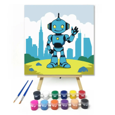 Creative Land Kft Városi robot - gyerek számfestő készlet – 50×50 cm (Keret nélkül) kreatív és készségfejlesztő