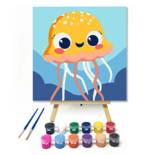 Creative Land Kft Vidám medúza - gyerek számfestő készlet – 30×30 cm (Keretre feszítve) kreatív és készségfejlesztő