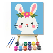 Creative Land Kft Vidám nyuszi - gyerek számfestő készlet – 20×20 cm (Keretre feszítve) kreatív és készségfejlesztő