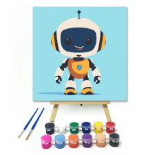 Creative Land Kft Vidám robotfiú - gyerek számfestő készlet – 30×30 cm (Keret nélkül) kreatív és készségfejlesztő