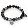  Crystal Defence – Obszidián és hegyikristály ásvány karkötő Fatima keze charmmal vagy anélkül, doboz