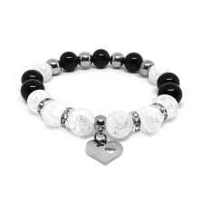  Crystal magic heart – Ónix, Hegyikristály és Hematit ásvány karkötő dobozban karkötő