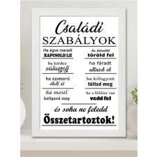 Családi szabályok A3 - Házavató falikép grafika, keretezett kép