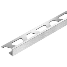  Csempeélvédő Alu L Hajlított 12mm 2,5m Elox Ezüst élvédő, sín, szegélyelem