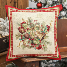  Csengős piros szélű párnahuzat arany lurex 45x45 cm lakástextília