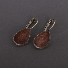 Csepp fülbevaló alap, 13 x 18 mm antikrez szín 1 pár ékszeralap