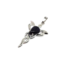 Csepp medál fém trefoil Goldstone kék 2,5x4cm medál