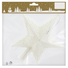  Csillag alakú csúcsdísz műanyag fehér 18 cm x 19 cm karácsonyfadísz