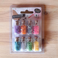  Csillag flitter mini üvegben, 8 db/szett dekorációs kellék