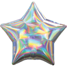 Csillag Hologrammos Silver Fólia lufi 43 cm party kellék