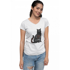  Csillag Macska - Női V Nyakú Póló női póló