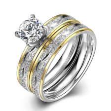  Csillámló női karikagyűrű és kísérőgyűrű szett CZ kristállyal #6 (0884.) gyűrű