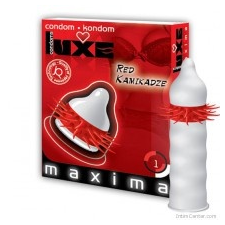  Csillámos izgatóval rendelkező óvszer, Luxe Maxima Red, 1 db óvszer