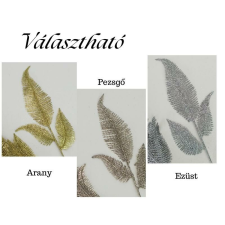  Csillámos toll levél pezsgő/arany/ezüst 1 db dekoráció