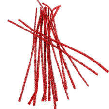  Csillámos zsenília drót piros 30cm 100db-os dekorációs kellék