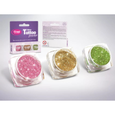 Csillámpor szett 3 x 2,5 ml Babarózsaszín, Pezsgő, Aranyzöld csillámtetoválás