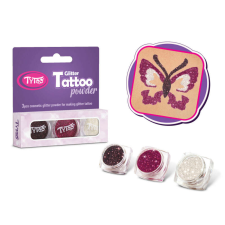 Csillámpor szett 3 x 2,5 ml Barna, Bíbor, Gyémánt csillámtetoválás