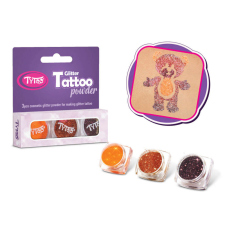 Csillámpor szett 3 x 2,5 ml Narancssárga, Világosbarna, Barna csillámtetoválás