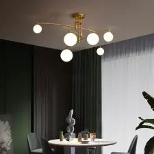  Csillár kerek ernyővel, PENTHOUSE Dome, 6x G9, Arany, Fém világítás