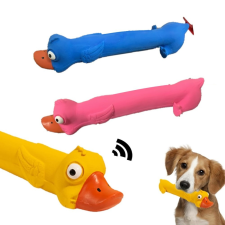 Csipogó latex játék kutyák részére -hosszúkás kacsa - Kék játék kutyáknak